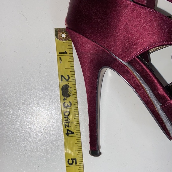 Leon Max I Wine Stiletto Heels W/ Silk Ribbon 7 - Picture 8 of 13